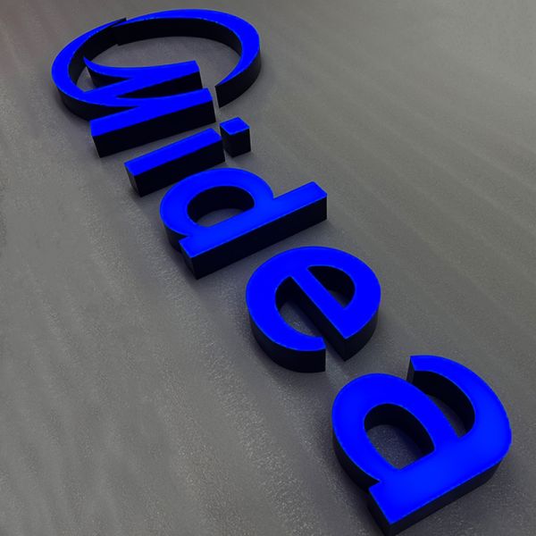 Custom 3D Stainless Steel Front-Lit LED Letters Aluminum Frame Sign