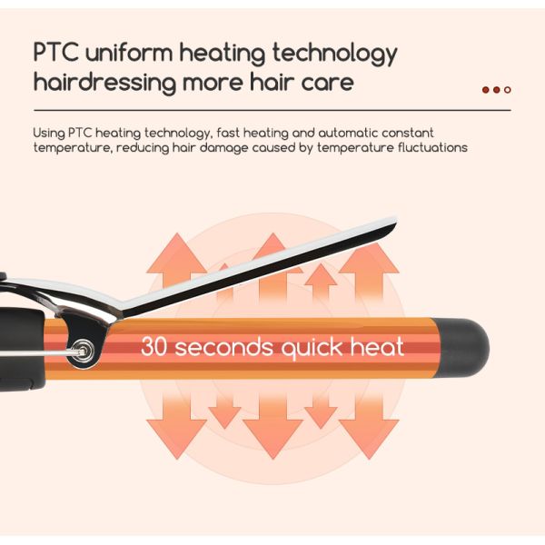 Fast Heating Electric Hair Curler Long Curling Tong Wand LCD Screen Champagne