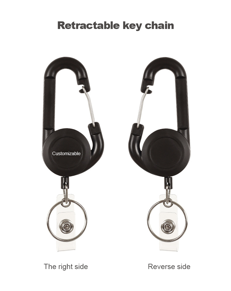 Alphabet Pattern Retractable Keychain – Custom Logo, 63cm Nylon Cord