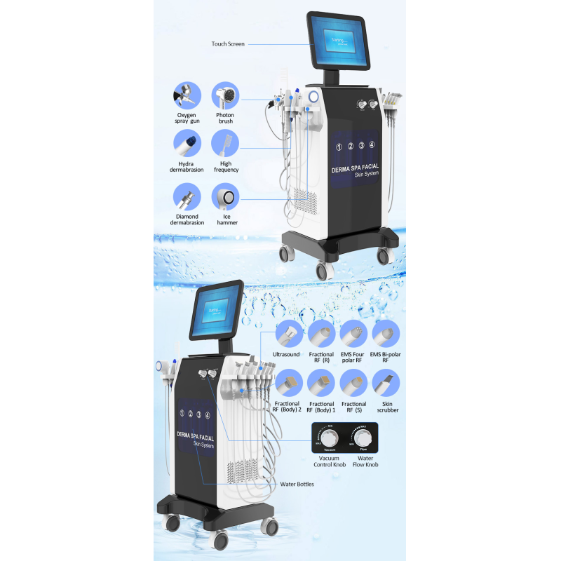 16 In 1 Hydrodermabrasion Facial Machine EMS High Frequency Ultrasonic RF Face Skin Care