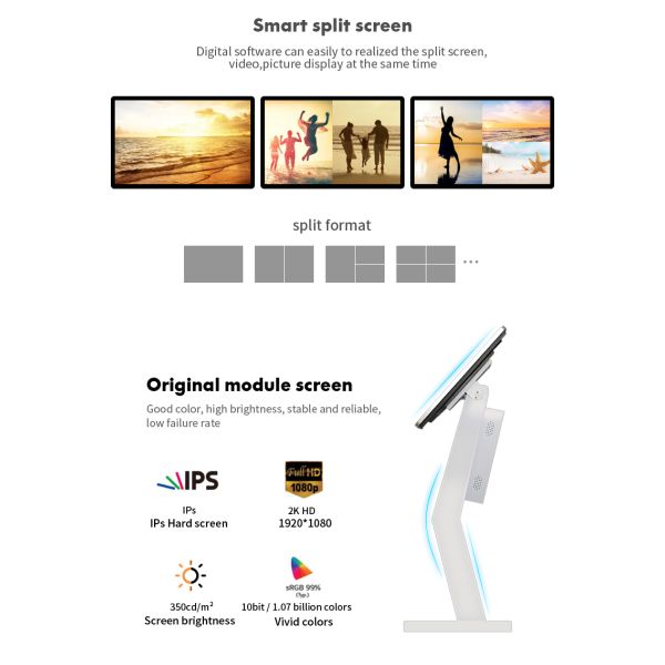 21.5'' Android Touch Screen Kiosk - Interactive Digital Signage Display with Built-in Printer, Floor Standing Commercial Player