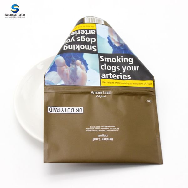 25g 50g Tobacco Packaging Pouch Customizable Moisture Proof with Metallic Printing Process and Kraft Paper PE