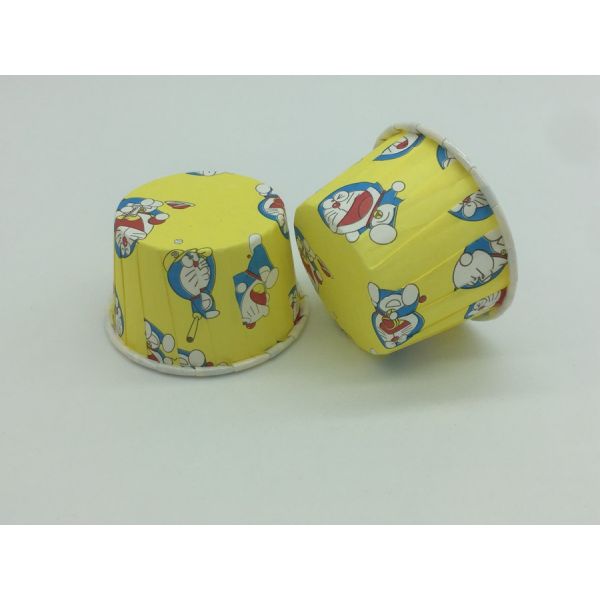 Jumbo Yellow Baking Cups Doraemon Comic PET Coated Muffin Paper Liners Single Wall