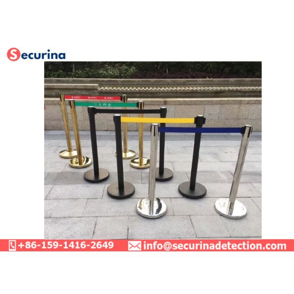 Stainless Steel Stanchion Queue Post Crowd Control Retractable Belt Barrier
