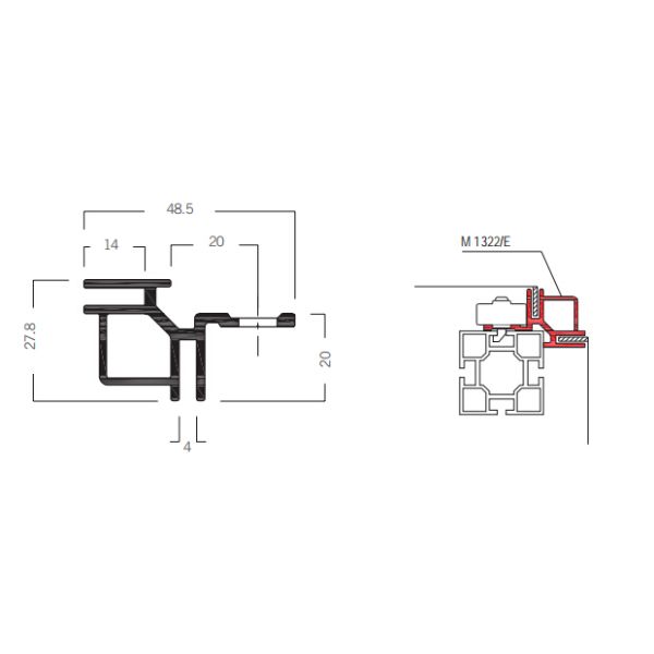 M1322 Adaption Profile of 40-80-100MM Maxima system,Tension fabric extrusion