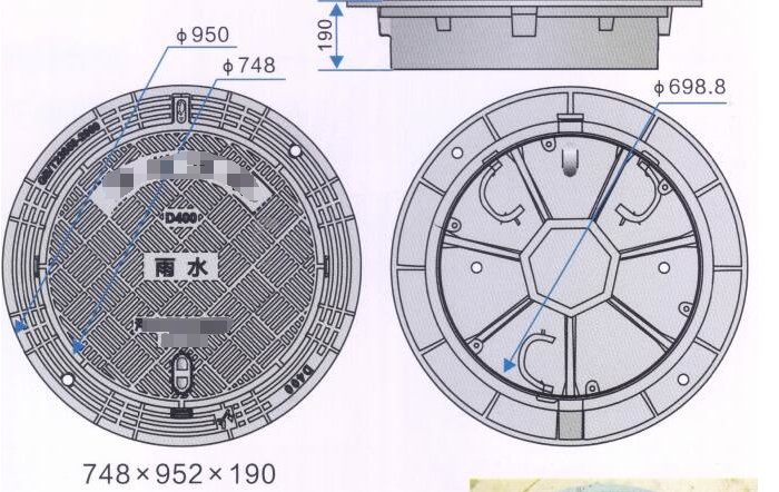 Double Layer Anti Settlement D400 Ductile Iron Covers / Round Manhole Cover