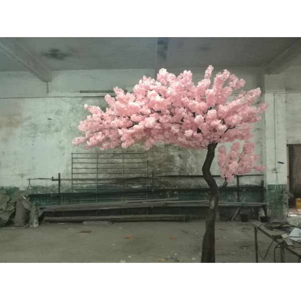Lifelike Artificial Plastic Trunk Harf Shape Cherry Blossom Tree For Wedding Decoration