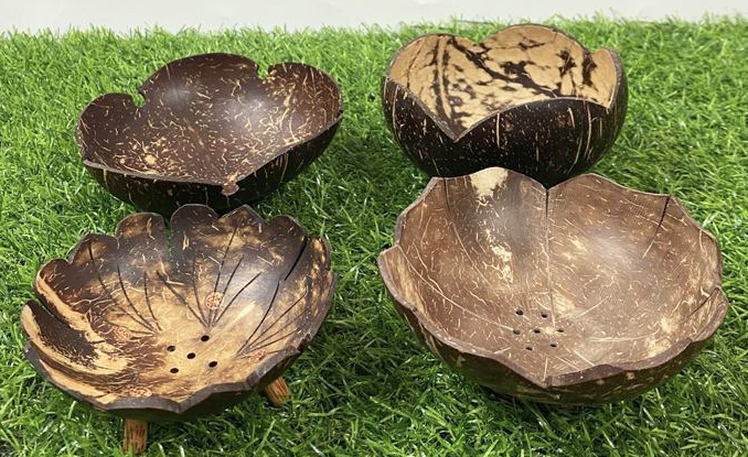 Firlar Bathroom Coconut Shell Soap Box Natural Handmade For Kitchen Tub