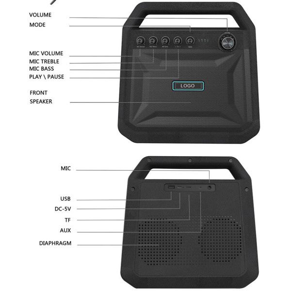 Trolley Portable Bluetooth Speak K10A High / Low Pitch With Wireless Microphone