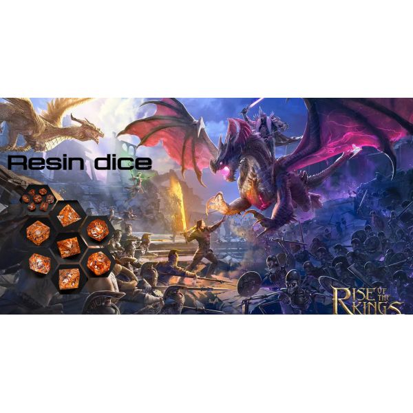 Yellow Flurry Line RPG Resin Dice Set Krusu DND For Gifts And Collections