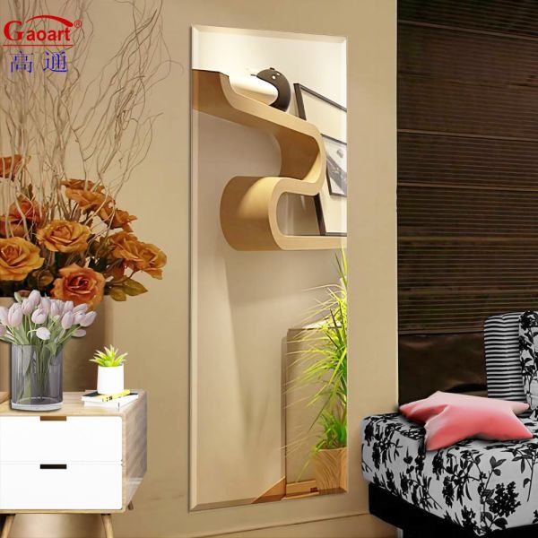 Modern Stylish Metal Hotel Bathroom Glass Beveled Mirror for Home Decoration