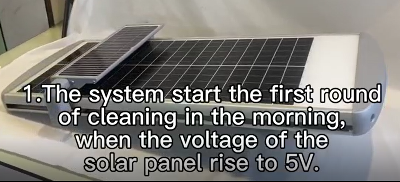 Newest All In One IP65 Lithium Battery Powered Smart Self Cleaning Solar Street Light