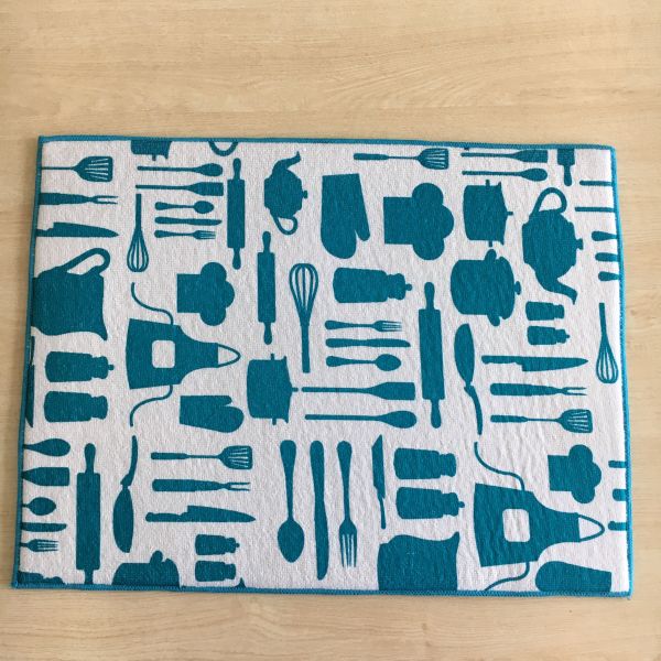 Sinlge packed 1pc Microfiber printeted water absorb dish mat kitchen water pad with grid patten