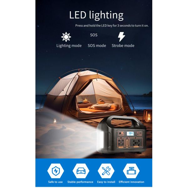 600W 220V Pure Sine Wave Power Station , Portable Energy Storage Power Supply