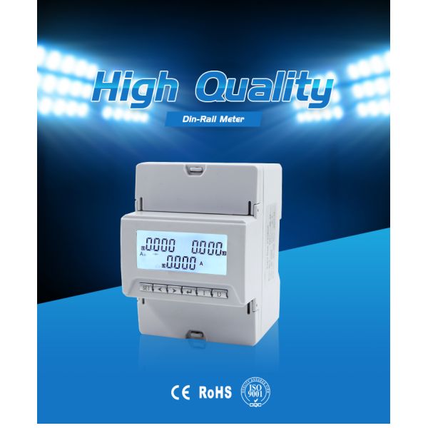 Three Phase Din Rail Mounting LCD display Multifunction Power Meter with RS485 Communication Port